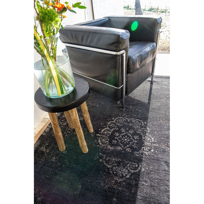 Louis De Poortere Fading World Medallion 8263 Mineral Black Washable Polyester Flatweave Eco-Rug-Louis De Poortere-Rug Love - The Most Loved Rug Store
