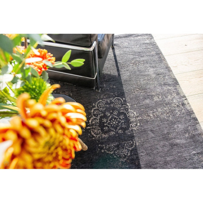Louis De Poortere Fading World Medallion 8263 Mineral Black Washable Polyester Flatweave Eco-Rug-Louis De Poortere-Rug Love - The Most Loved Rug Store