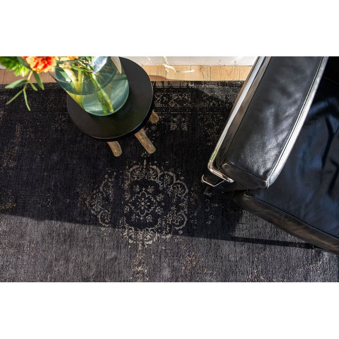 Louis De Poortere Fading World Medallion 8263 Mineral Black Washable Polyester Flatweave Eco-Rug-Louis De Poortere-Rug Love - The Most Loved Rug Store