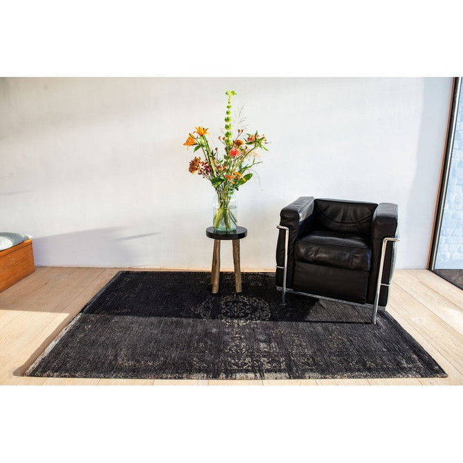 Louis De Poortere Fading World Medallion 8263 Mineral Black Washable Polyester Flatweave Eco-Rug-Louis De Poortere-Rug Love - The Most Loved Rug Store