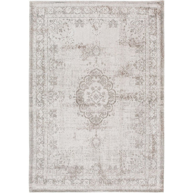 Louis De Poortere Fading World Medallion 8383 Salt & Pepper Washable Polyester Flatweave Soft Ivory/Warm Taupe/Charcoal Grey/Stone Beige Eco-Rug 080x150cm