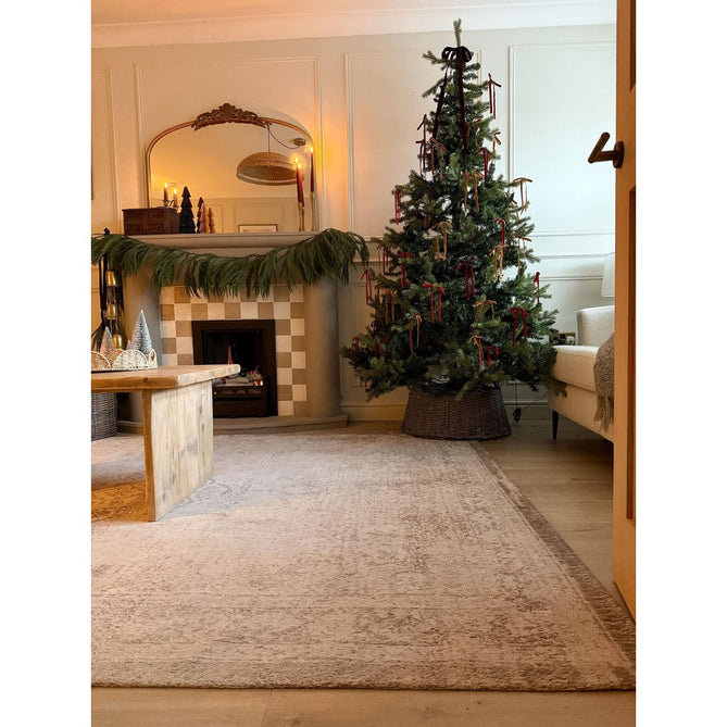 Louis De Poortere Fading World Medallion 8383 Salt & Pepper Washable Polyester Flatweave Soft Ivory/Warm Taupe/Charcoal Grey/Stone Beige Eco-Rug-Louis De Poortere-Rug Love - The Most Loved Rug Store