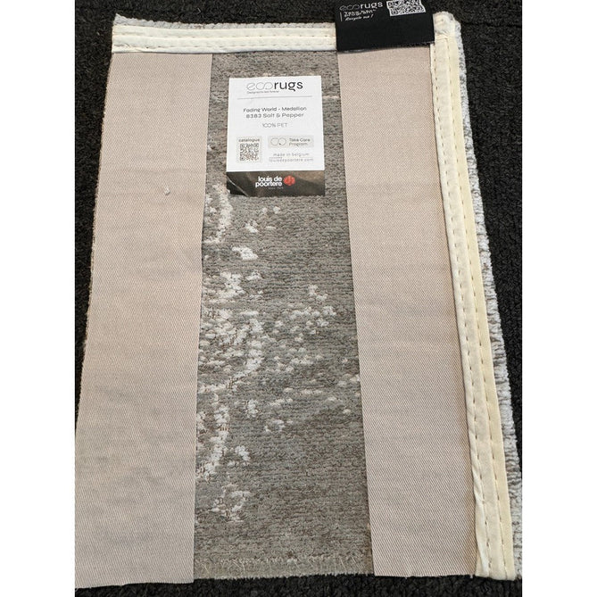Louis De Poortere Fading World Medallion 8383 Salt & Pepper Washable Polyester Flatweave Soft Ivory/Warm Taupe/Charcoal Grey/Stone Beige Eco-Rug-Louis De Poortere-Rug Love - The Most Loved Rug Store