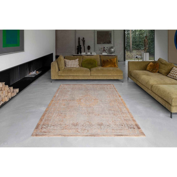 Louis De Poortere Fading World Medallion 9067 Salmon Washable Polyester Flatweave Salmon Rose/Antique Cream/Burnished Copper/Soft Sand Beige Eco-Rug-Louis De Poortere-Rug Love - The Most Loved Rug Store