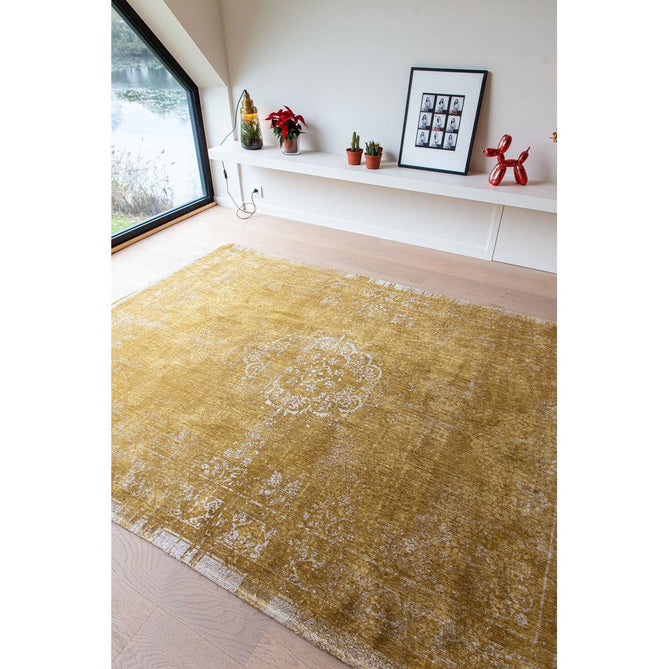 Louis De Poortere Fading World Medallion 9145 Spring Moss Washable Polyester Flatweave Spring Moss Gold/Antique White/Soft Ochre/Muted Sand Beige Eco-Rug-Louis De Poortere-Rug Love - The Most Loved Rug Store