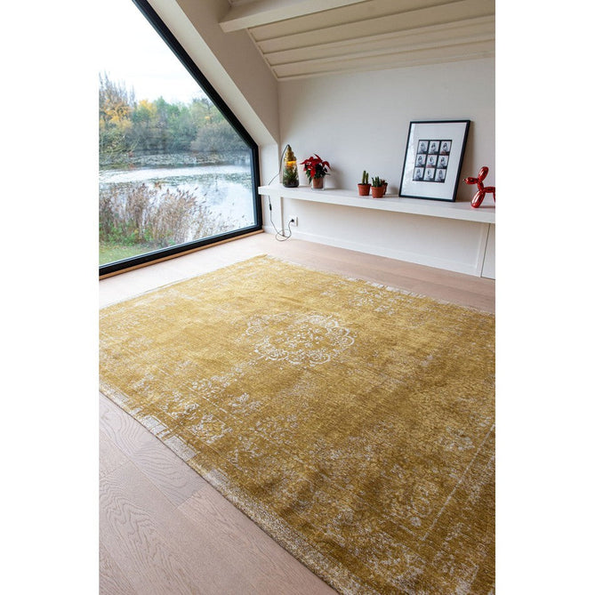 Louis De Poortere Fading World Medallion 9145 Spring Moss Washable Polyester Flatweave Spring Moss Gold/Antique White/Soft Ochre/Muted Sand Beige Eco-Rug-Louis De Poortere-Rug Love - The Most Loved Rug Store