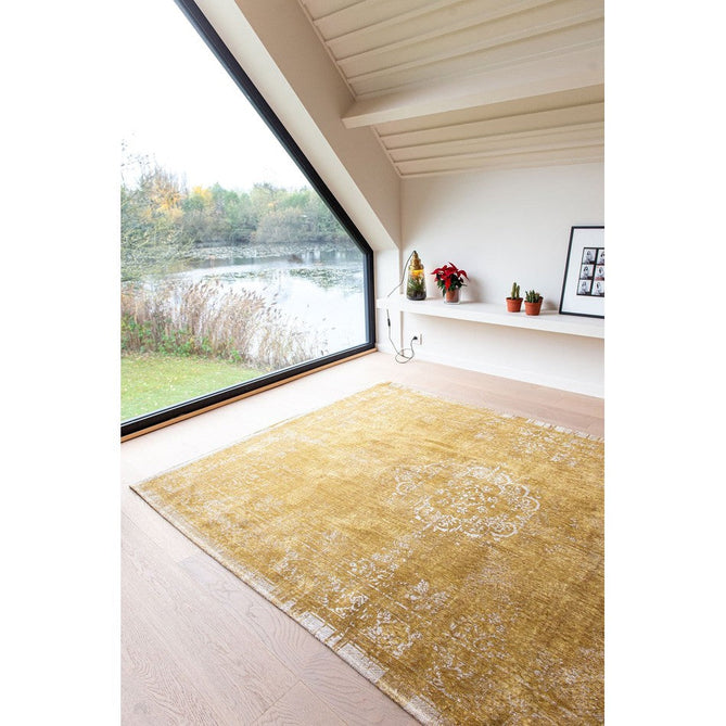 Louis De Poortere Fading World Medallion 9145 Spring Moss Washable Polyester Flatweave Spring Moss Gold/Antique White/Soft Ochre/Muted Sand Beige Eco-Rug-Louis De Poortere-Rug Love - The Most Loved Rug Store