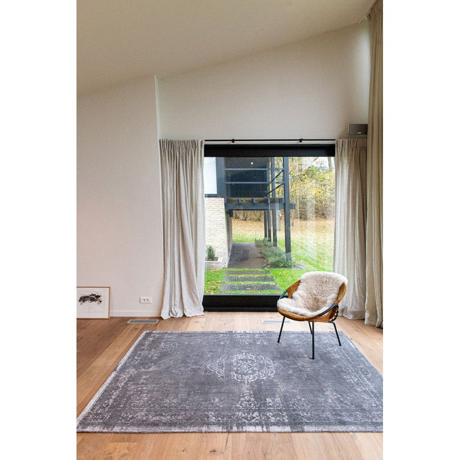 Louis De Poortere Fading World Medallion 9148 Stone Washable Polyester Flatweave Charcoal Grey/Stone Grey/Ash Silver/Slate Taupe Eco-Rug-Louis De Poortere-Rug Love - The Most Loved Rug Store
