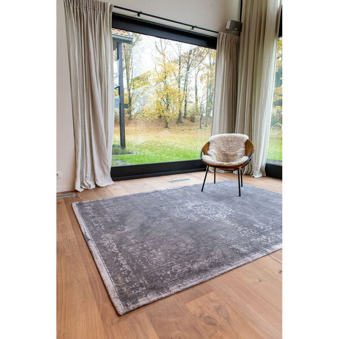 Louis De Poortere Fading World Medallion 9148 Stone Washable Polyester Flatweave Charcoal Grey/Stone Grey/Ash Silver/Slate Taupe Eco-Rug-Louis De Poortere-Rug Love - The Most Loved Rug Store