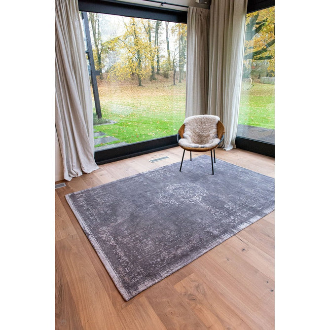 Louis De Poortere Fading World Medallion 9148 Stone Washable Polyester Flatweave Charcoal Grey/Stone Grey/Ash Silver/Slate Taupe Eco-Rug-Louis De Poortere-Rug Love - The Most Loved Rug Store