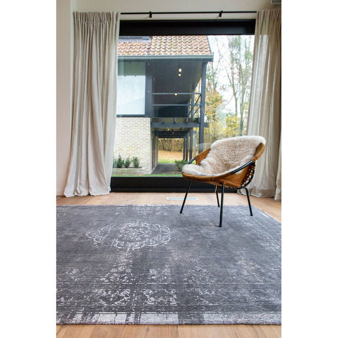 Louis De Poortere Fading World Medallion 9148 Stone Washable Polyester Flatweave Charcoal Grey/Stone Grey/Ash Silver/Slate Taupe Eco-Rug-Louis De Poortere-Rug Love - The Most Loved Rug Store