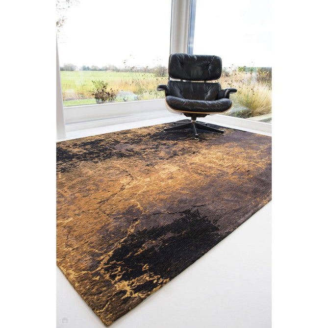 Louis De Poortere Mad Men Cracks 8618 Deep Mine Washable Polyester Flatweave Golden Ochre/Burnt Amber/Charcoal Black/Earthy Brown Eco-Rug-Louis De Poortere-Rug Love - The Most Loved Rug Store