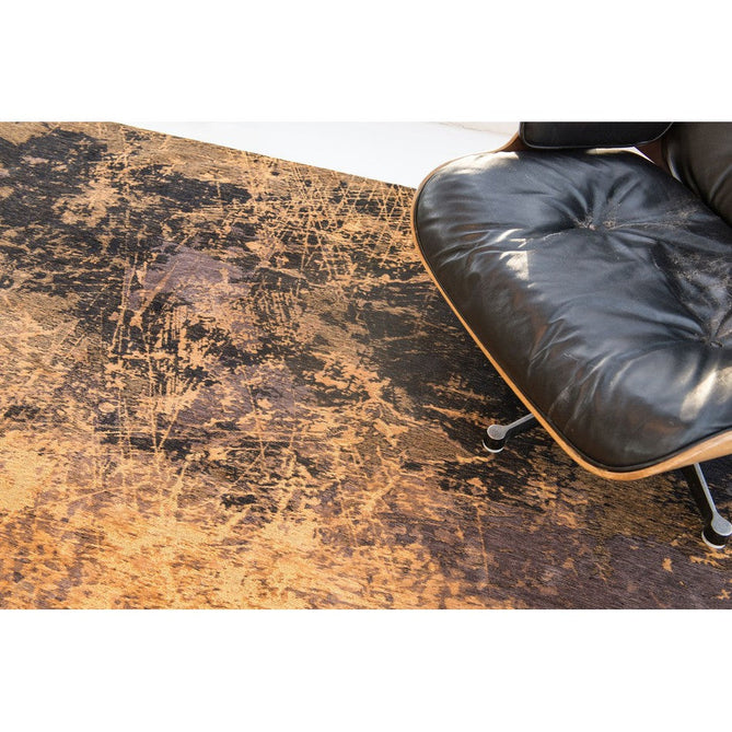 Louis De Poortere Mad Men Cracks 8618 Deep Mine Washable Polyester Flatweave Golden Ochre/Burnt Amber/Charcoal Black/Earthy Brown Eco-Rug-Louis De Poortere-Rug Love - The Most Loved Rug Store