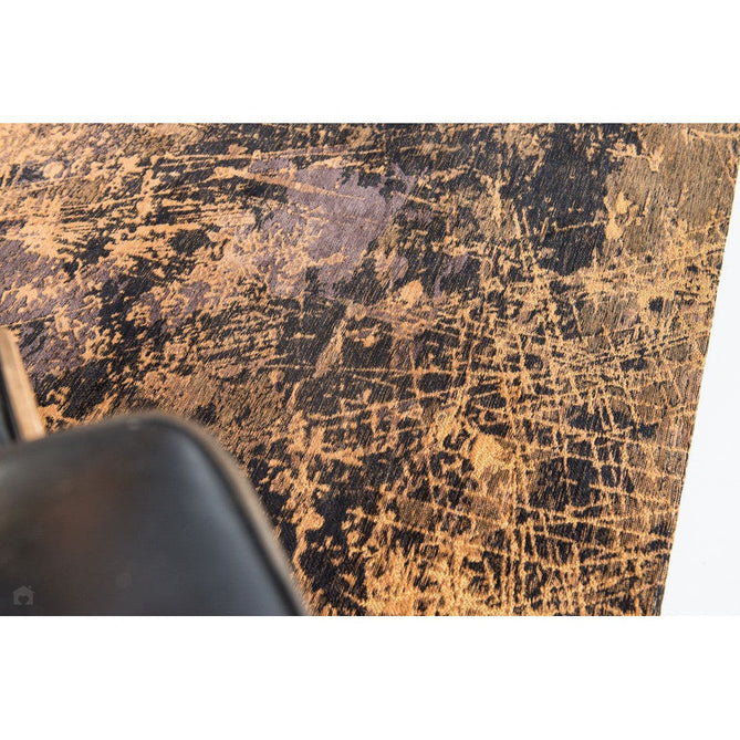 Louis De Poortere Mad Men Cracks 8618 Deep Mine Washable Polyester Flatweave Golden Ochre/Burnt Amber/Charcoal Black/Earthy Brown Eco-Rug-Louis De Poortere-Rug Love - The Most Loved Rug Store