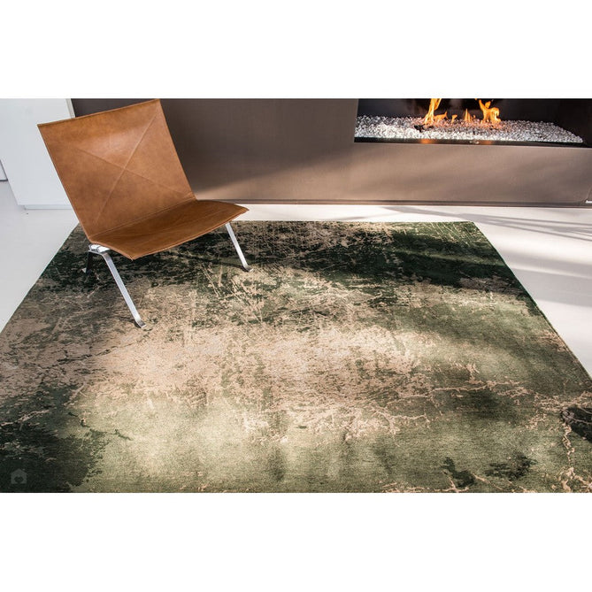 Louis De Poortere Mad Men Cracks 8723 Dark Pine Washable Polyester Flatweave Dark Pine Green/Moss/Sage/Muted Taupe/Stone Grey Eco-Rug-Louis De Poortere-Rug Love - The Most Loved Rug Store