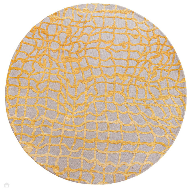 Louis De Poortere Mad Men Dedalo 9205 Yellow Scarab Washable Polyester Flatweave Round Eco-Rug-Louis De Poortere-Rug Love - The Most Loved Rug Store