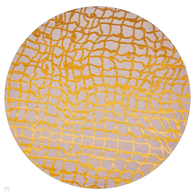 Louis De Poortere Mad Men Dedalo 9205 Yellow Scarab Washable Polyester Flatweave Round Eco-Rug-Louis De Poortere-Rug Love - The Most Loved Rug Store