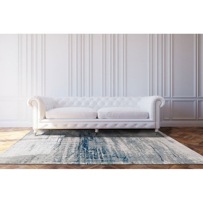 Louis De Poortere Mad Men Griff 8421 Bronx Azurite Washable Polyester Flatweave Pale Silver/Steel Grey/Azurite Blue/Sky Blue Eco-Rug-Louis De Poortere-Rug Love - The Most Loved Rug Store
