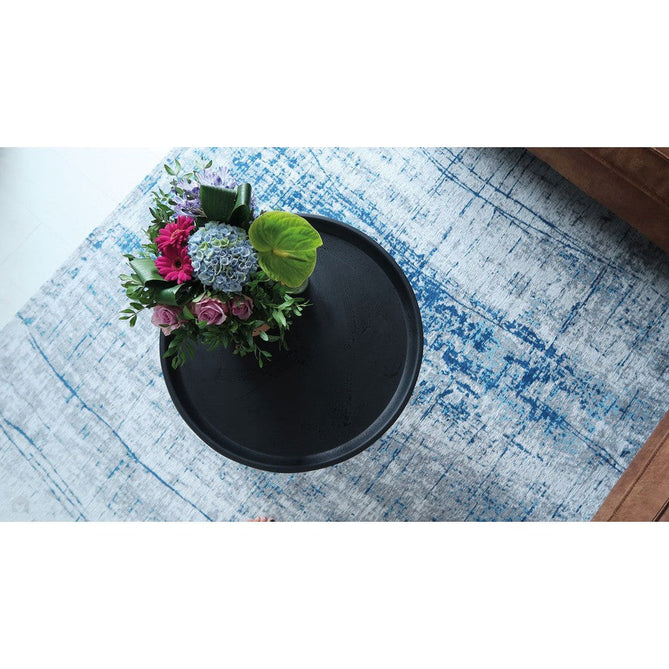 Louis De Poortere Mad Men Griff 8421 Bronx Azurite Washable Polyester Flatweave Pale Silver/Steel Grey/Azurite Blue/Sky Blue Eco-Rug-Louis De Poortere-Rug Love - The Most Loved Rug Store