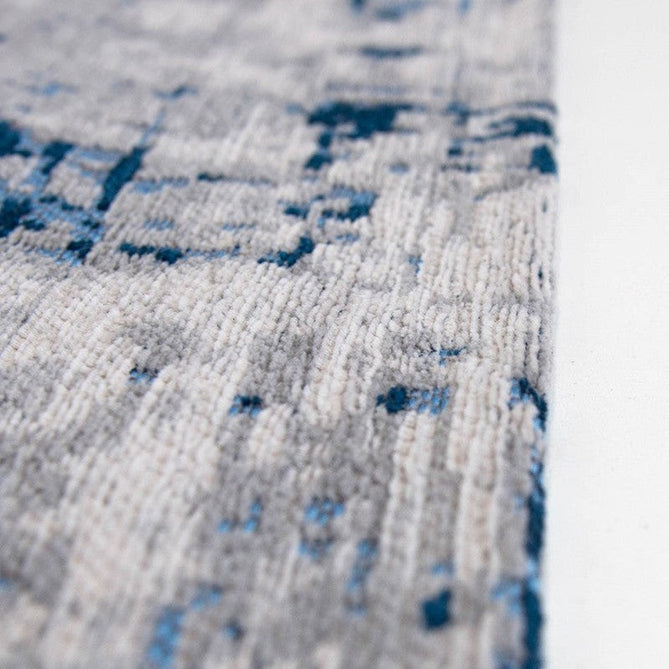 Louis De Poortere Mad Men Griff 8421 Bronx Azurite Washable Polyester Flatweave Pale Silver/Steel Grey/Azurite Blue/Sky Blue Eco-Rug-Louis De Poortere-Rug Love - The Most Loved Rug Store