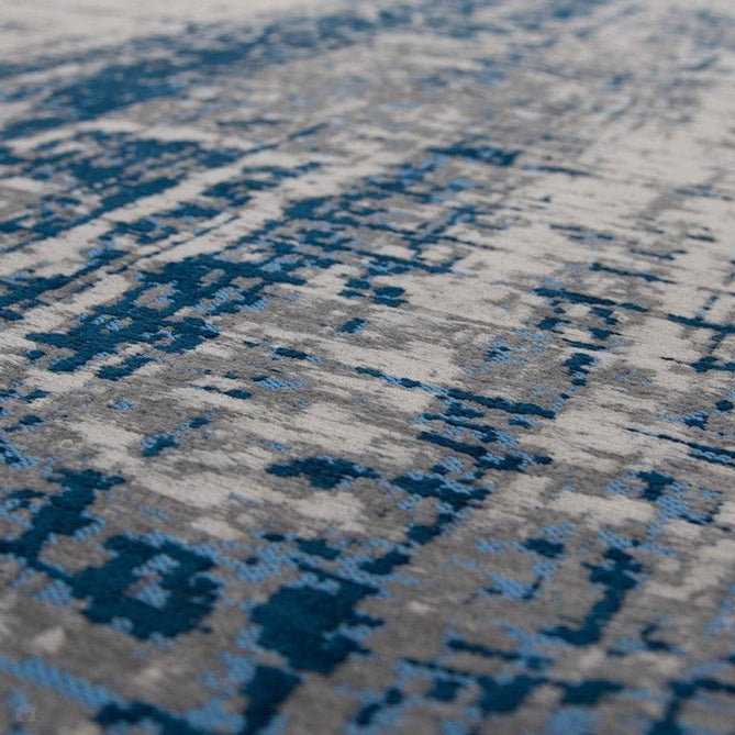 Louis De Poortere Mad Men Griff 8421 Bronx Azurite Washable Polyester Flatweave Pale Silver/Steel Grey/Azurite Blue/Sky Blue Eco-Rug-Louis De Poortere-Rug Love - The Most Loved Rug Store