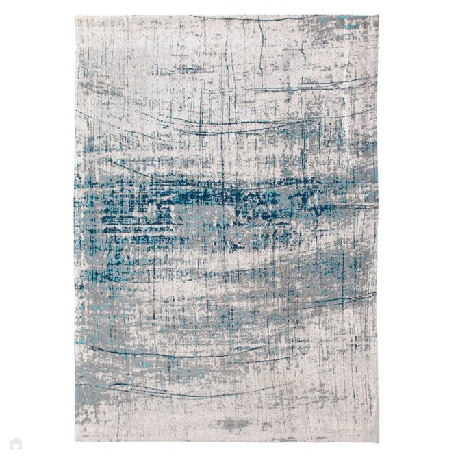 Louis De Poortere Mad Men Griff 8421 Bronx Azurite Washable Polyester Flatweave Pale Silver/Steel Grey/Azurite Blue/Sky Blue Eco-Rug-Louis De Poortere-Rug Love - The Most Loved Rug Store