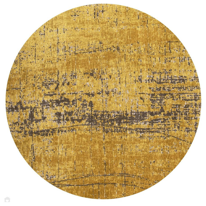 Louis De Poortere Mad Men Griff 8550 Liberty Gold Washable Polyester Flatweave Gold Ochre/Burnished Copper/Slate Grey/Honey Amber Round Eco-Rug-Louis De Poortere-Rug Love - The Most Loved Rug Store