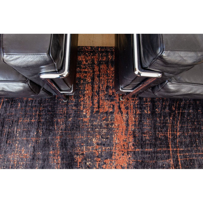 Louis De Poortere Mad Men Griff 8925 Soho Copper Washable Polyester Flatweave Deep Charcoal Black/Burnished Copper/Smokey Grey Eco-Rug-Louis De Poortere-Rug Love - The Most Loved Rug Store