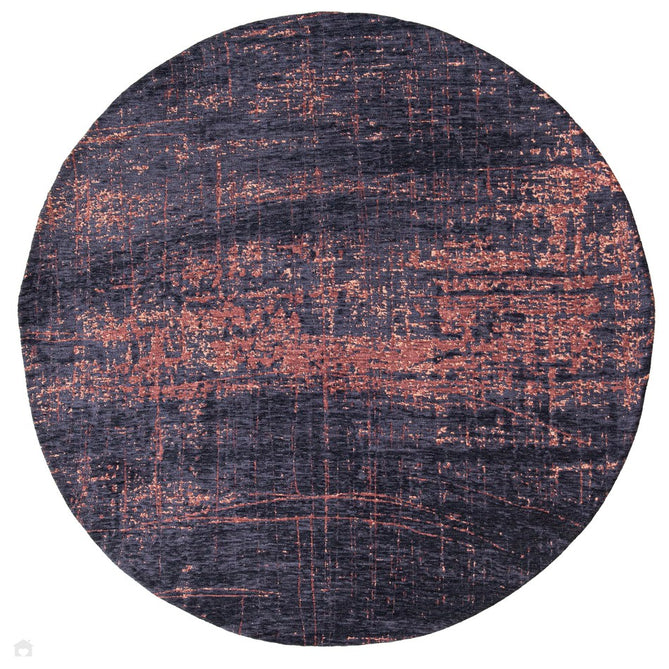 Louis De Poortere Mad Men Griff 8925 Soho Copper Washable Polyester Flatweave Deep Charcoal Black/Burnished Copper/Smokey Grey Round Eco-Rug-Louis De Poortere-Rug Love - The Most Loved Rug Store