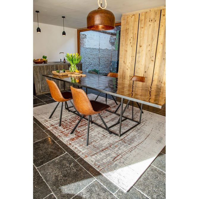 Louis De Poortere Mad Men Griff 8956 Copperfield Washable Polyester Flatweave Soft Cream/Warm Copper/Pale Grey/Charcoal Grey Eco-Rug-Louis De Poortere-Rug Love - The Most Loved Rug Store