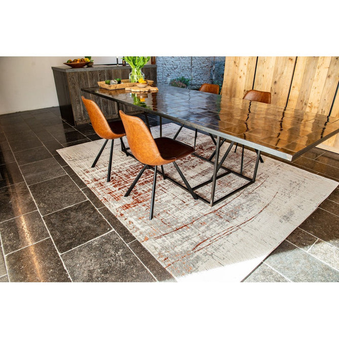 Louis De Poortere Mad Men Griff 8956 Copperfield Washable Polyester Flatweave Soft Cream/Warm Copper/Pale Grey/Charcoal Grey Eco-Rug-Louis De Poortere-Rug Love - The Most Loved Rug Store