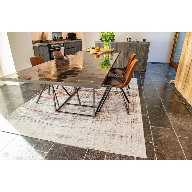 Louis De Poortere Mad Men Griff 8956 Copperfield Washable Polyester Flatweave Soft Cream/Warm Copper/Pale Grey/Charcoal Grey Eco-Rug-Louis De Poortere-Rug Love - The Most Loved Rug Store