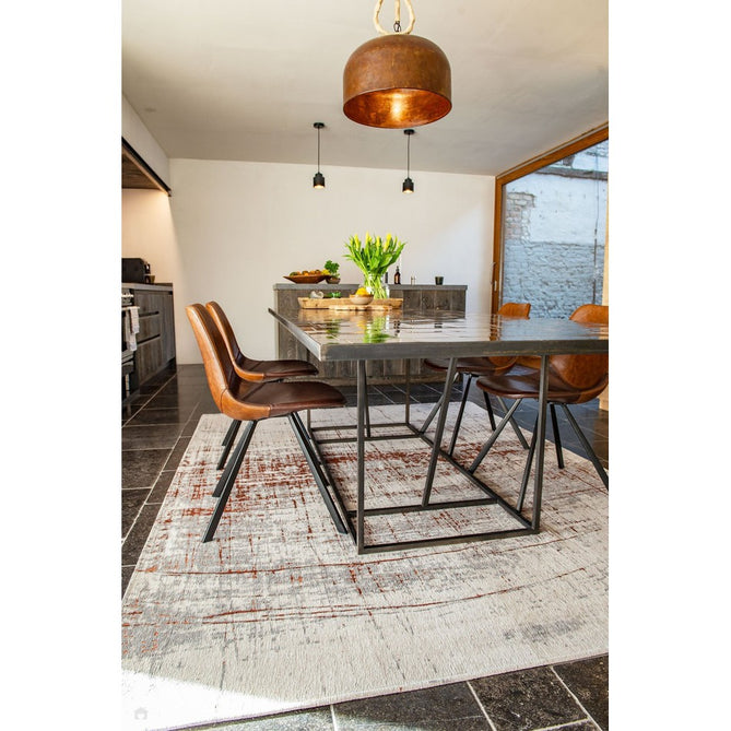 Louis De Poortere Mad Men Griff 8956 Copperfield Washable Polyester Flatweave Soft Cream/Warm Copper/Pale Grey/Charcoal Grey Eco-Rug-Louis De Poortere-Rug Love - The Most Loved Rug Store