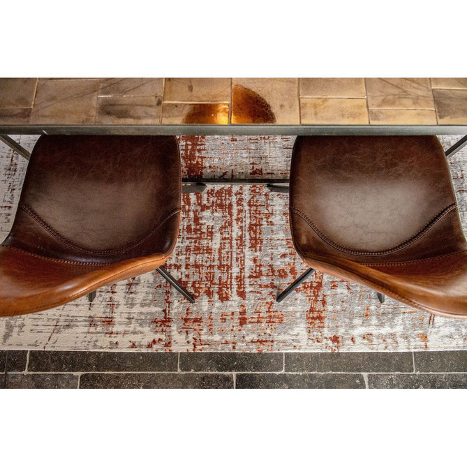 Louis De Poortere Mad Men Griff 8956 Copperfield Washable Polyester Flatweave Soft Cream/Warm Copper/Pale Grey/Charcoal Grey Eco-Rug-Louis De Poortere-Rug Love - The Most Loved Rug Store