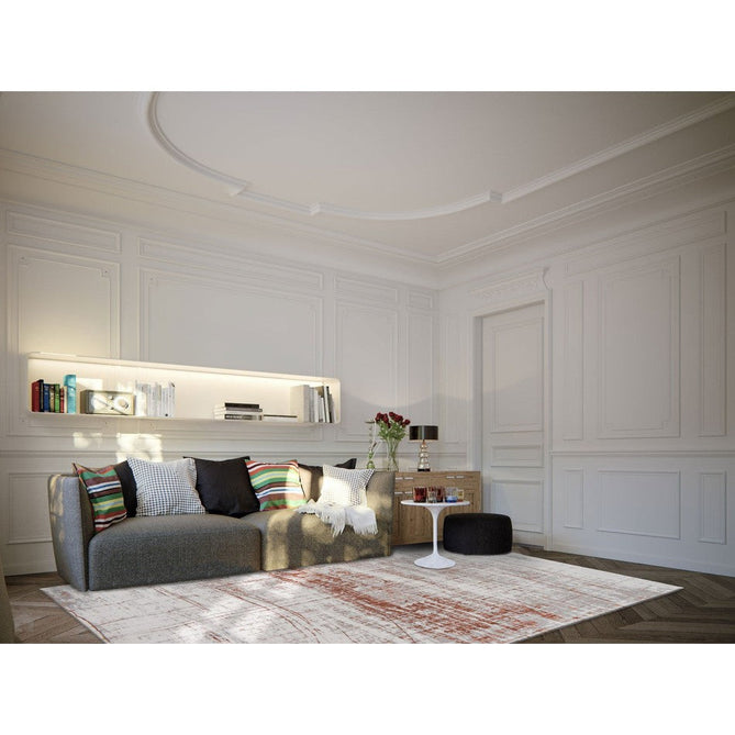 Louis De Poortere Mad Men Griff 8956 Copperfield Washable Polyester Flatweave Soft Cream/Warm Copper/Pale Grey/Charcoal Grey Eco-Rug-Louis De Poortere-Rug Love - The Most Loved Rug Store