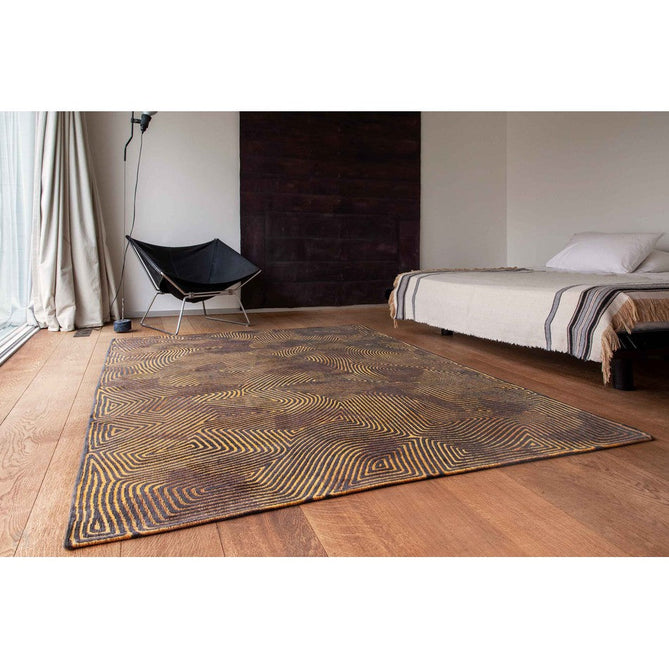 Louis De Poortere Meditation Coral 9227 Black Gold Washable Polyester Flatweave Eco-Rug-Louis De Poortere-Rug Love - The Most Loved Rug Store