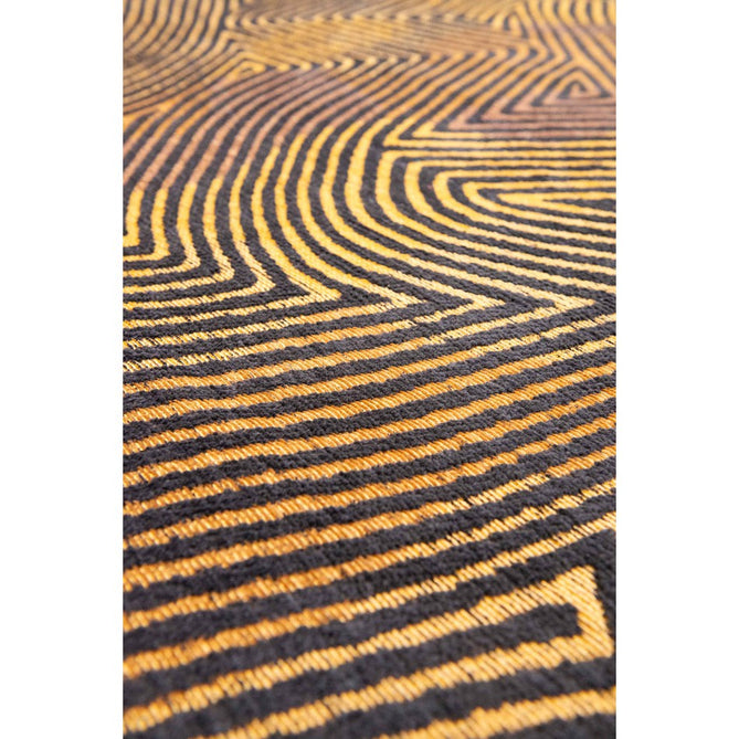 Louis De Poortere Meditation Coral 9227 Black Gold Washable Polyester Flatweave Eco-Rug-Louis De Poortere-Rug Love - The Most Loved Rug Store