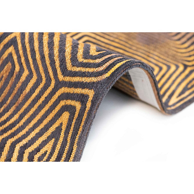 Louis De Poortere Meditation Coral 9227 Black Gold Washable Polyester Flatweave Eco-Rug-Louis De Poortere-Rug Love - The Most Loved Rug Store