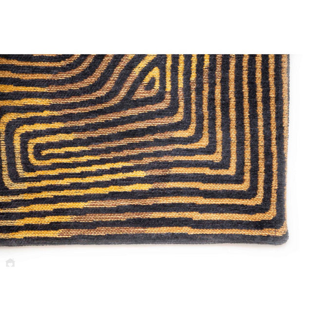 Louis De Poortere Meditation Coral 9227 Black Gold Washable Polyester Flatweave Eco-Rug-Louis De Poortere-Rug Love - The Most Loved Rug Store
