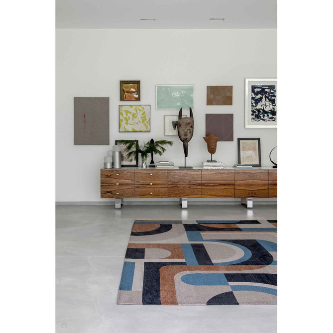 Louis De Poortere Nuance Module 9196 Camel Blue Washable Polyester Flatweave Eco-Runner-Louis De Poortere-Rug Love - The Most Loved Rug Store