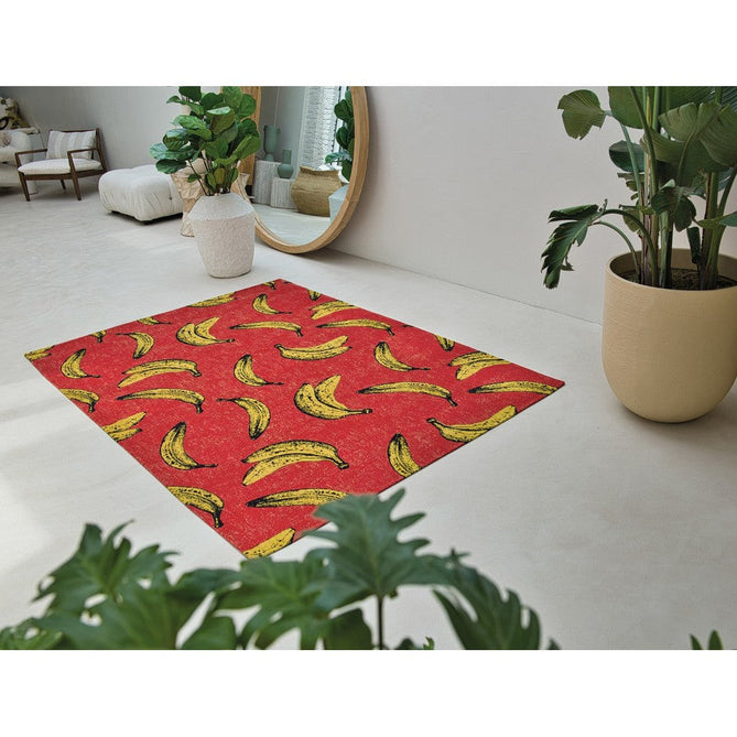 Louis De Poortere Pop Banana 9392 Miami Red Washable Polyester Flatweave Eco-Rug-Louis De Poortere-Rug Love - The Most Loved Rug Store