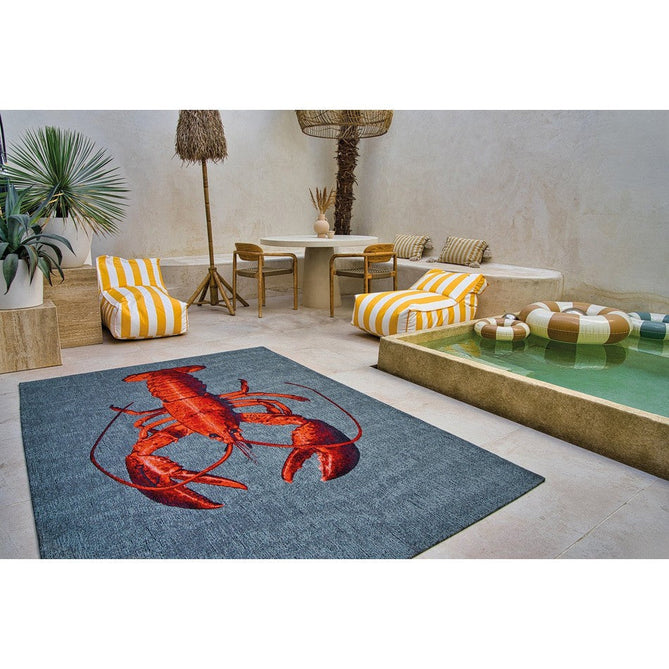 Louis De Poortere Pop Lobster 9389 Steam Red Washable Polyester Flatweave Eco-Rug-Louis De Poortere-Rug Love - The Most Loved Rug Store