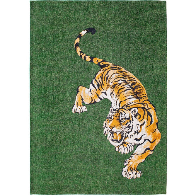 Louis De Poortere Pop Tiger 9388 Green On Fire Washable Polyester Flatweave Eco-Rug-Louis De Poortere-Rug Love - The Most Loved Rug Store