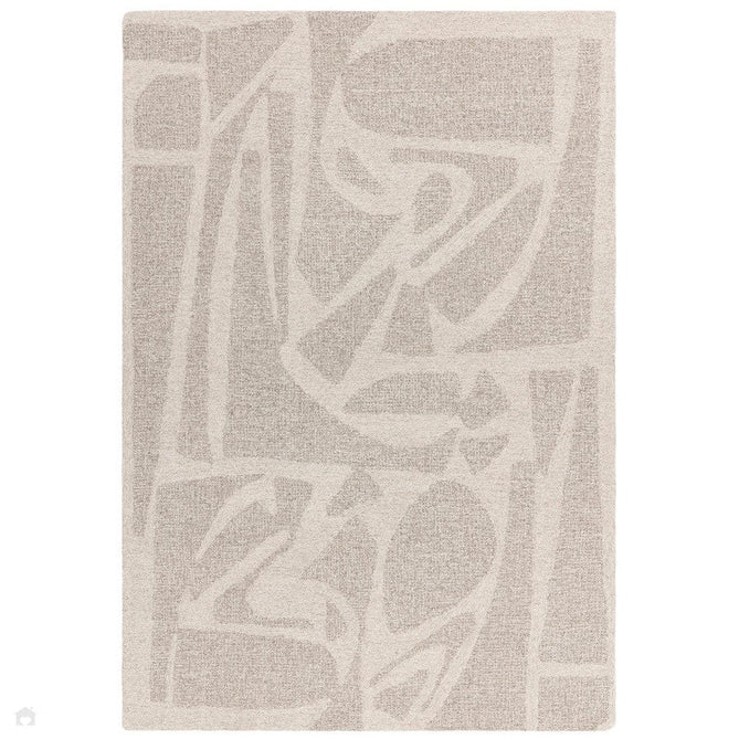 Loxley Modern Plain Contrast Abstract Hand-Woven Marled Textured Low Profile Wool Loop Pile Linen White Rug-Asiatic Carpets-Rug Love - The Most Loved Rug Store