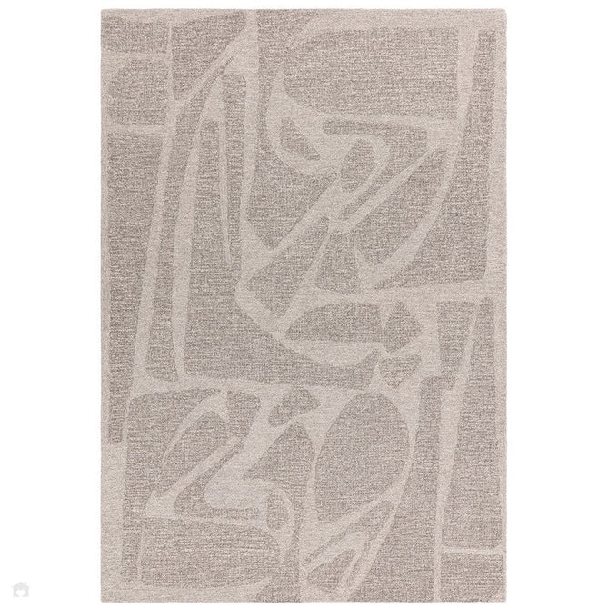 Loxley Modern Plain Contrast Abstract Hand-Woven Marled Textured Wool Low Pile Stone Grey Rug-Asiatic Carpets-Rug Love - The Most Loved Rug Store