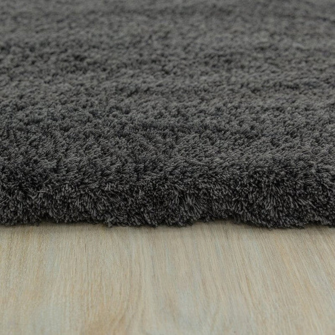 Lulu Plush Super-Soft High-Density Woven Plain Silky Polyester Mid-Height Shaggy Charcoal Grey Rug-Asiatic Carpets-Rug Love - The Most Loved Rug Store