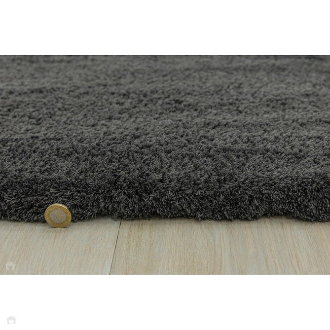 Lulu Plush Super-Soft High-Density Woven Plain Silky Polyester Mid-Height Shaggy Charcoal Grey Rug-Asiatic Carpets-Rug Love - The Most Loved Rug Store