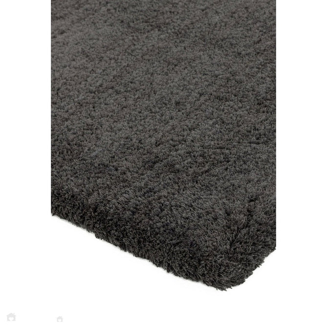 Lulu Plush Super-Soft High-Density Woven Plain Silky Polyester Mid-Height Shaggy Charcoal Grey Rug-Asiatic Carpets-Rug Love - The Most Loved Rug Store