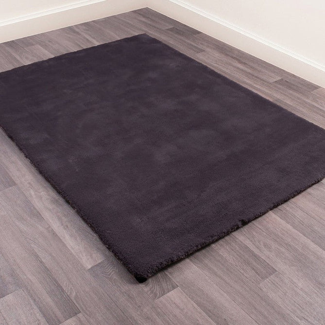 Lulu Plush Super-Soft High-Density Woven Plain Silky Polyester Mid-Height Shaggy Charcoal Grey Rug-Asiatic Carpets-Rug Love - The Most Loved Rug Store