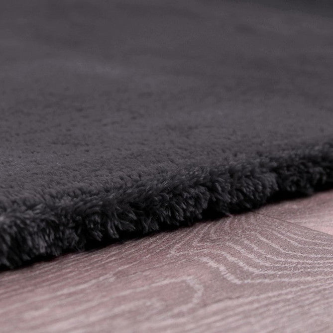 Lulu Plush Super-Soft High-Density Woven Plain Silky Polyester Mid-Height Shaggy Charcoal Grey Rug-Asiatic Carpets-Rug Love - The Most Loved Rug Store